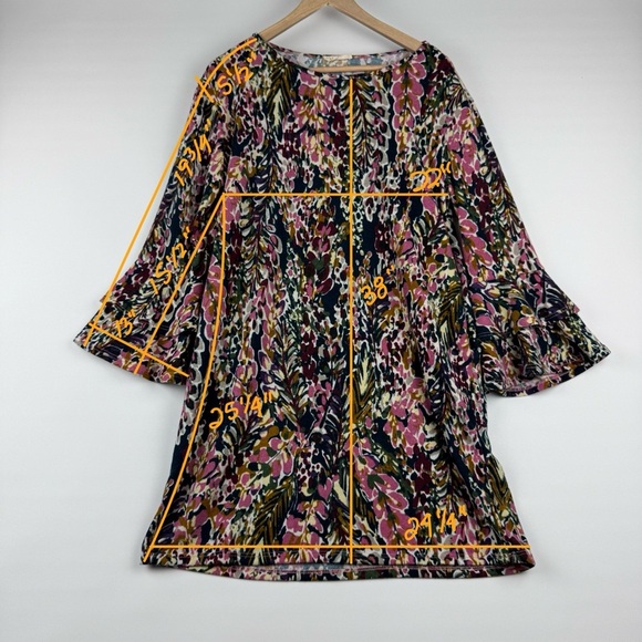 Beeson River Plus Women’s 1X Floral Bell Sleeve Knit Dress Made in USA - Picture 6 of 6